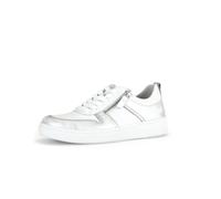 Gabor Damen Sneaker Leder Low-Top - Wechselfußbett, Plateausohle - Weiß/Silber/Ice 40 EU