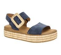 Keilsandalette GABOR, Damen, Gr. 38, marine, Veloursleder, Schuhe, Plateau, Sandale, Sommerschuh mit dekorativer Zierschnalle aus Bast (62849361-38) marine