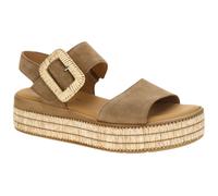 Keilsandalette GABOR, Damen, Gr. 41, nussbraun, Ziegenveloursleder, Schuhe, Plateau, Sandale, Sommerschuh mit dekorativer Zierschnalle aus Bast (68645032-41) nussbraun