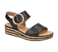 Keilsandalette GABOR, Damen, Gr. 40, schwarz, Glattleder, unifarben, Schuhe, Sommerschuh, Riemchensandale, Klettverschluss unter der Zierschnalle (93444951-40) schwarz