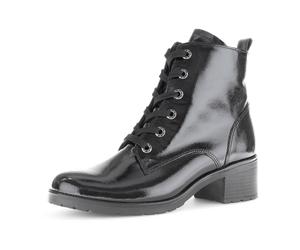 Gabor Fashion Schnür Stiefelette schwarz Lack 72.816.97 für Damen, schwarz, Größe 38 EU / 5 UK