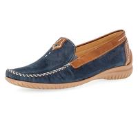 Gabor "FLORENZ", Slipper, Schlupfschuh, Bequmschuh mit Kontrastnaht, Weite G (=weit) (27840759-37) blau, cognac