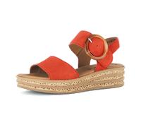 Keilsandalette GABOR, Damen, Gr. 38, rot, Veloursleder, unifarben, Schuhe, Riemchensandale, Sommerschuh mit modischer Zierschnalle (38181931-38) rot