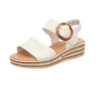 Keilsandalette GABOR, Damen, Gr. 44, weiß (sanftes weiß), Glattleder, unifarben, Schuhe, Sommerschuh, Riemchensandale, Klettverschluss unter der Zierschnalle (56922360-44) sanftes weiß