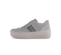Plateausneaker GABOR, Damen, Gr. 39, grau, Veloursleder, Textil, unifarben, sportlich, Schuhe, Freizeitschuh, Halbschuh, Schnürschuh in Teddy-Optik (14419545-39) grau