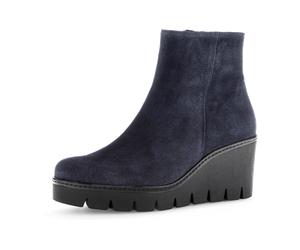 Gabor Keil Stiefelette blau Velour 74.780.16 für Damen, blau, Größe 40 ½ EU / 7 UK
