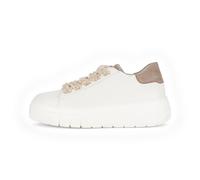 Plateausneaker GABOR, Damen, Gr. 41, weiß (weiß, beige), Nappaleder, Ziegenveloursleder, unifarben mit Farbeinsatz, sportlich, Schuhe, Schnürschuh, Halbschuh, Freizeitschuh mit Plüsch-Schnürsenkeln (9