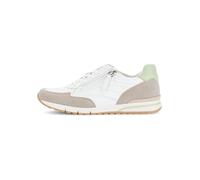 Keilsneaker GABOR "FLORENZ", Damen, Gr. 38, weiß, grün, Glattleder, Veloursleder, Schuhe, Freizeitschuh, Halbschuh, Schnürschuh mit Kontrastbesätzen, G-Weite (63034769-38) weiß, grün