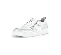 Gabor Damen Sneaker Leder Low-Top - Wechselfußbett, Plateausohle - Weiß/Silber/Ice 40 EU