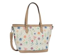 Gabor Meria Flower Damen Shopper Umhängetasche Reißverschluss Groß Floral Weiß