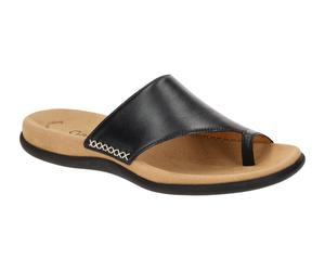 Gabor Pantolette schwarz Nappa Zehentrenner - Größe 41