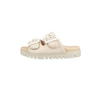 Pantolette GABOR, Damen, Gr. 41, beige (creme), Leder, unifarben, Schuhe Pantolette, Plateau, Bequemschuh, Sommerschuh mit praktischen Klettverschlüssen (73737547-41)