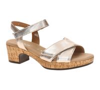 Sandalette GABOR "KRETA", Damen, Gr. 39, gold (goldfarben), Ziegenleder, metallic, Schuhe Sandalette, Blockabsatz, Sommerschuh, Sandale in Bequemweite G (= weit) (51048817-39) goldfarben