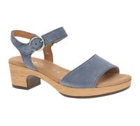 Sandalette GABOR "KRETA", Damen, Gr. 39, blau (jeansblau), Veloursleder, Schuhe Sandalette, Blockabsatz, Sommerschuh, Riemchensandale in Komfortweite G (=weit) (52739851-39)