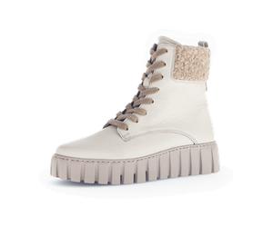 Gabor Plateau Stiefelette beige Fellkragen 76.786.52 für Damen, weiß, Größe 35 ½ EU / 3 UK