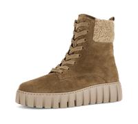 Schnürboots GABOR, Damen, Gr. 36, hellbraun, Textil, Veloursleder, Fellimitat, Schuhe Schnürboots, Plateau, Herbstboots mit gepolstertem Schaftrand, G-Weite (59775805-36) hellbraun
