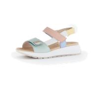 Keilsandalette GABOR, Damen, Gr. 40, mint, pastellfarben, Nappaleder, casual, Schuhe, Riemchensandale, Bequemschuh, Sommerschuh mit hübschem Zierknopf (39103824-40) mint, pastellfarben