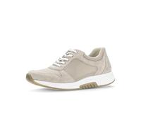Keilsneaker GABOR ROLLINGSOFT, Damen, Gr. 42, beige (sandfarben), Textil, Ziegenveloursleder, Schuhe Sneaker Sneaker low, Freizeitschuh, Halbschuh, Schnürschuh mit herausnehmbarer Innensohle (50250330