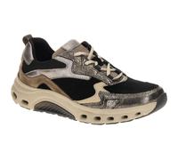 Keilsneaker ROLLINGSOFT, Damen, Gr. 38, schwarz, mokka, silberfarben, Glattleder, Textil, Veloursleder, metallic, Schuhe, Plateau, Schnürschuh, Halbschuh mit Wechselfußbett (20279113-38) schwarz, mokk