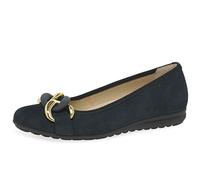 Gabor Damen Klassische Ballerinas, Frauen Flats,Moderate Mehrweite (G),Halbschuhe,Sommerschuhe,Slipper,flach,dk-Blue (Uni+Gold),38 EU / 5 UK