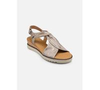 Keilsandalette GABOR "GENUA", Damen, Gr. 43, grau (taupe), Ziegenveloursleder, metallic, Schuhe, Sommerschuh, Sandale, Keilabsatz, mit Metallic-Effekt (56022000-43) taupe