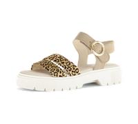 Sandalette GABOR, Damen, Gr. 36, beige (leo, beige), Ziegenveloursleder, animal-print, Schuhe Sandalette, Plateau, Riemchensandale, Sommerschuh mit Best Fitting-Ausstattung (36625450-36) leo, beige