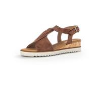 Sandalette GABOR "GENUA", Damen, Gr. 42, braun (camelfarben), Kalbsleder, unifarben, klassisch, Schuhe, Keilabsatz, Sommerschuh, Riemchensandale in Komfortweite G (=weit) (95071846-42) camelfarben