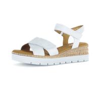 Keilsandalette GABOR "GENUA", Damen, Gr. 39, weiß, Leder, unifarben, klassisch, Schuhe, Riemchensandale, Komfortschuh, Sommerschuh, Stretcheinsatz, Weite G (42310021-39) weiß
