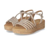 Keilsandalette GABOR, Damen, Gr. 42, platinfarben, hellgrau, Ziegenveloursleder, Synthetik, modisch, Schuhe, Plateau, Sommerschuh, Riemchensandale mit Best Fitting-Ausstattung (66914611-42) platinfarb