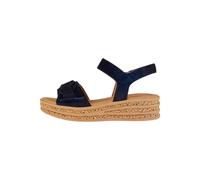 Gabor Keilsandalette 24543535 Damen Ziegenveloursleder Riemchensandale mit Klettverschluss 39 Nachtblau