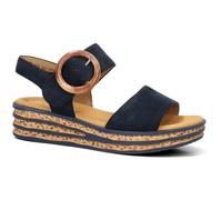 Keilsandalette GABOR, Damen, Gr. 36, blau (dunkelblau), Nubukleder, modisch, Schuhe, Sommerschuh, Sandale, Keilabsatz, mit großer Zierschnalle (36551967-36) dunkelblau