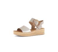 Keilsandalette GABOR, Damen, Gr. 39, beige (hellbeige, goldfarben), Glattleder, Ziegenveloursleder, metallic, Schuhe Keilsandalette, Sommerschuh, Riemchensandale, Klettverschluss unter der Zierschnall