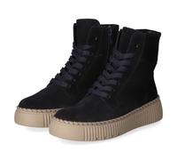 Schnürboots GABOR, Damen, Gr. 38,5, blau (schwarz, blau), Veloursleder, unifarben, Schuhe Schnürboots, Schnürstiefelette mit modischer Plateausohle und Ziernaht am Plateau (78166315-38,5) schwarz, bla