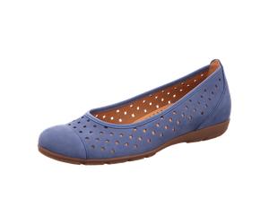 Gabor Schuhe Ballerina jeans blau gelocht 64.169.10 für Damen, blau, Größe 44 EU / 9,5 UK
