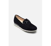 Slipper GABOR "FLORENZ", Damen, Gr. 43, dunkelblau, Ziegenveloursleder, Schuhe Slipper, Keilabsatz, Schlupfschuh, Businessschuh mit Zierkette (44579148-43) dunkelblau