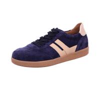 Plateausneaker GABOR, Damen, Gr. 41, blau (dunkelblau, sand), Veloursleder, Glattleder, kontrastfarbene Details, sportlich, Schuhe, Freizeitschuh, Halbschuh, Schnürschuh mit gepolstertem Schaftrand, T