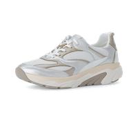 Keilsneaker GABOR ROLLINGSOFT, Damen, Gr. 39, silber (weiß, silberfarben, goldfarben), Kalbsleder, Textil, Schuhe Sneaker, Freizeitschuh, Halbschuh, Schnürschuh mit rollingsoft-Laufsohle (56383209-39)