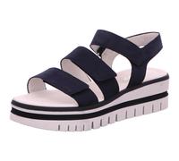 Keilsandalette GABOR, Damen, Gr. 39, blau (dunkelblau), Nubukleder, unifarben, modisch, Schuhe, Plateau, Riemchensandale, Sommerschuh mit drei Klettverschlüssen (16072815-39) dunkelblau