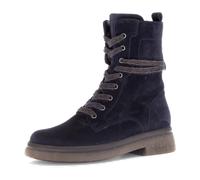 Schnürboots GABOR, Damen, Gr. 40, nachtblau, Veloursleder, unifarben, Schuhe Schnürboots, Blockabsatz, Schnürstiefelette mit Innenreißverschluss, G-Weite (90680414-40) nachtblau