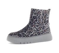 Winterboots GABOR, Damen, Gr. 37, grau, leo, Ziegenveloursleder, animal-print, Schuhe Winterboots, Plateau, Stiefelette mit praktischem Innenreißverschluss (42954039-37) grau, leo