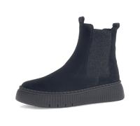 Chelseaboots GABOR, Damen, Gr. 39, schwarz, Veloursleder, Elastischer Einsatz, unifarben, Basic, Schuhe, Plateau, Stiefelette mit Stretcheinsatz an der Außenseite (28582647-39) schwarz