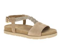 Riemchensandale GABOR, Damen, Gr. 41, sand, Ziegenveloursleder, Schuhe Riemchensandale, Plateau, Sandalette, Sommerschuh mit funkelnden Strasssteichen (85472017-41) sand