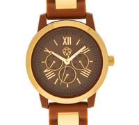 Gabriele Iazzetta Armband-Uhr, Chrono-Optik, Silikonband x braun-gold