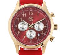 Gabriele Iazzetta Chronograph, Datum, Stoppuhr, Silikon-Armband x rot-gold