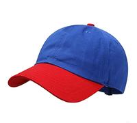 GADIEMKENSD Kids Plain Baseball Cap Unconstructed Fitted Toddler Sun Hat Washed Cotton Kids Baseball Hat Beach Camping Golf Travel for Boys Girls 7-12 Years Blue/Red