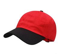 GADIEMKENSD Kids Plain Baseball Cap Unconstructed Fitted Toddler Sun Hat Washed Cotton Kids Baseball Hat Beach Camping Golf Travel for Girls Boys 3-7 Years Red/Black