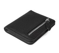 GADIEMKENSD Small Wallet Bifold Credit Card Holder Genuine Leather Coin Purse RFID Blocking Mini Compact Pocket Wallet with Zipper Ultra Slim Minimalist Black