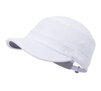 GADIEMKENSD Stretch Army Cap Sport Military Style Sun Hat for Men Women Tripper Cap Summer Cooling Travel Hiking Tactical Cadet Hat Dad Hats Breathable Flat Top Short Bill Corps Hat White