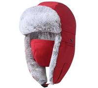 GADIEMKENSD Winter Trapper Hat for Women and Kids Warm Russian Ushanka for Men Snow Ski Hunting Trooper Hat with Ear Flaps Chin Strap Windproof Mask Faux Fur Aviator Warm Hat Cold Weather Caps Red L