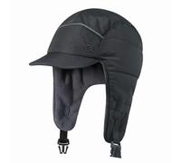 GADIEMKENSD Winter Trapper Hunting Hat with Earflaps Brim Visor Reflective Baseball Cap Warm Aviator Hats for Ski Rain Work Running Golf Outdoor Black